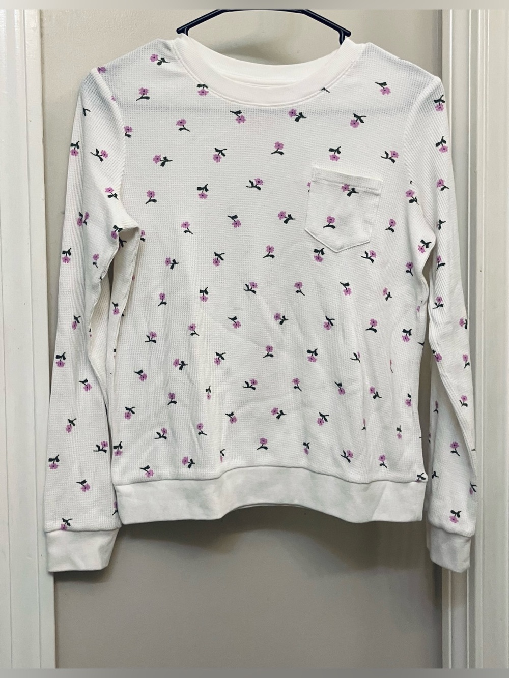 Never Worn Cat & Jack Waffle White Floral Long Sleeve Shirt Size 14